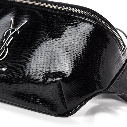 Saint Laurent Lizard Embossed Calfskin Belt Bag Black 7 of 10