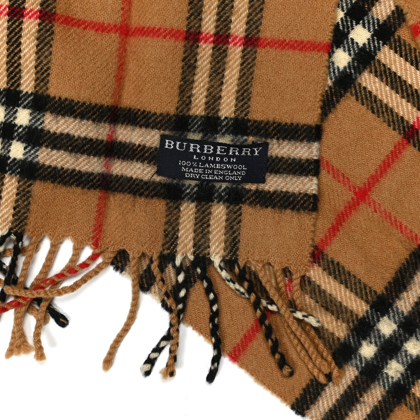 Wool Silk House Check Lightweight Scarf Camel