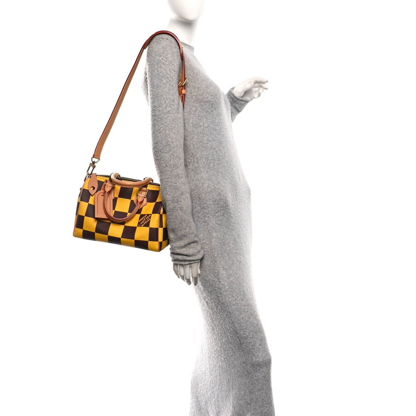 Damier Pop Speedy Bandouliere 25 Jaune Mat