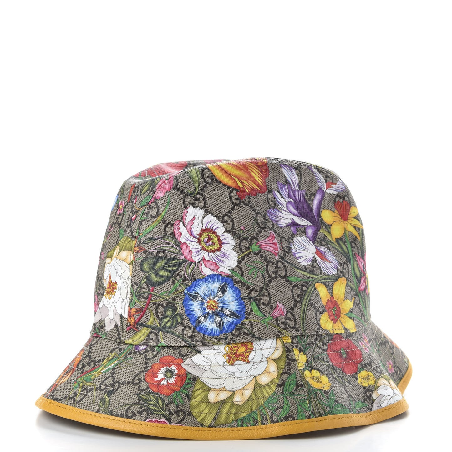 GG Supreme Monogram Flora Fedora Hat M Yellow