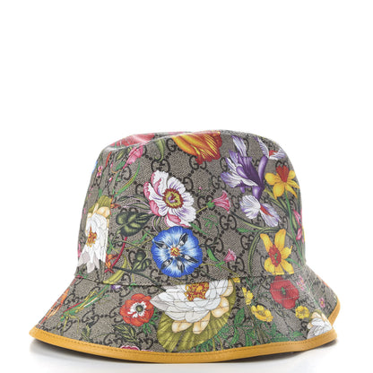 Gucci GG Supreme Monogram Flora Fedora Hat M Yellow 3 of 11