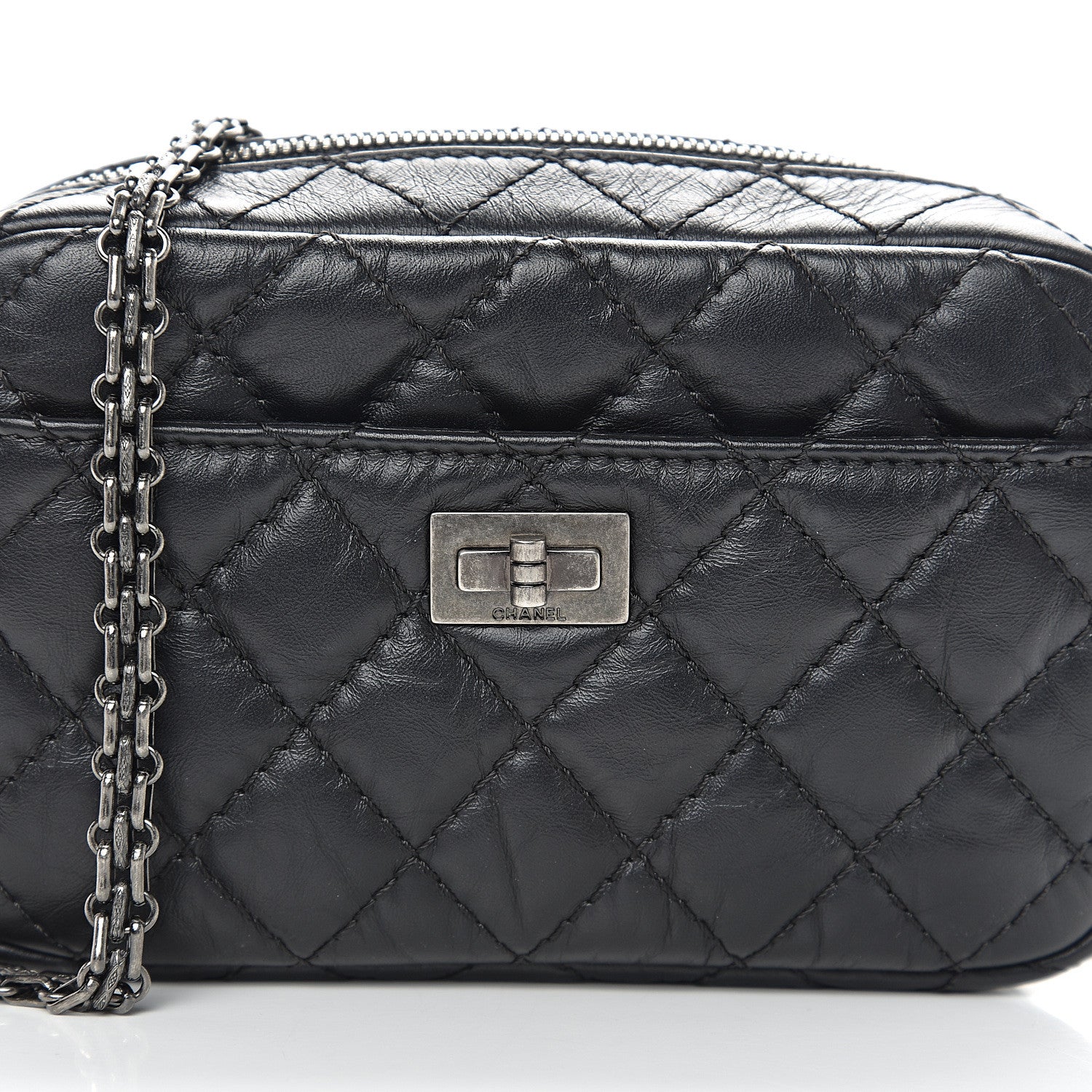 Chanel Aged Calfskin Quilted Mini Reissue Camera Case Black 9 of 9