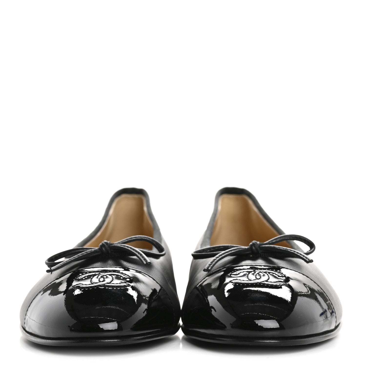 Chanel Lambskin Patent Cap Toe Ballerina Flats 41 Black 3 of 10