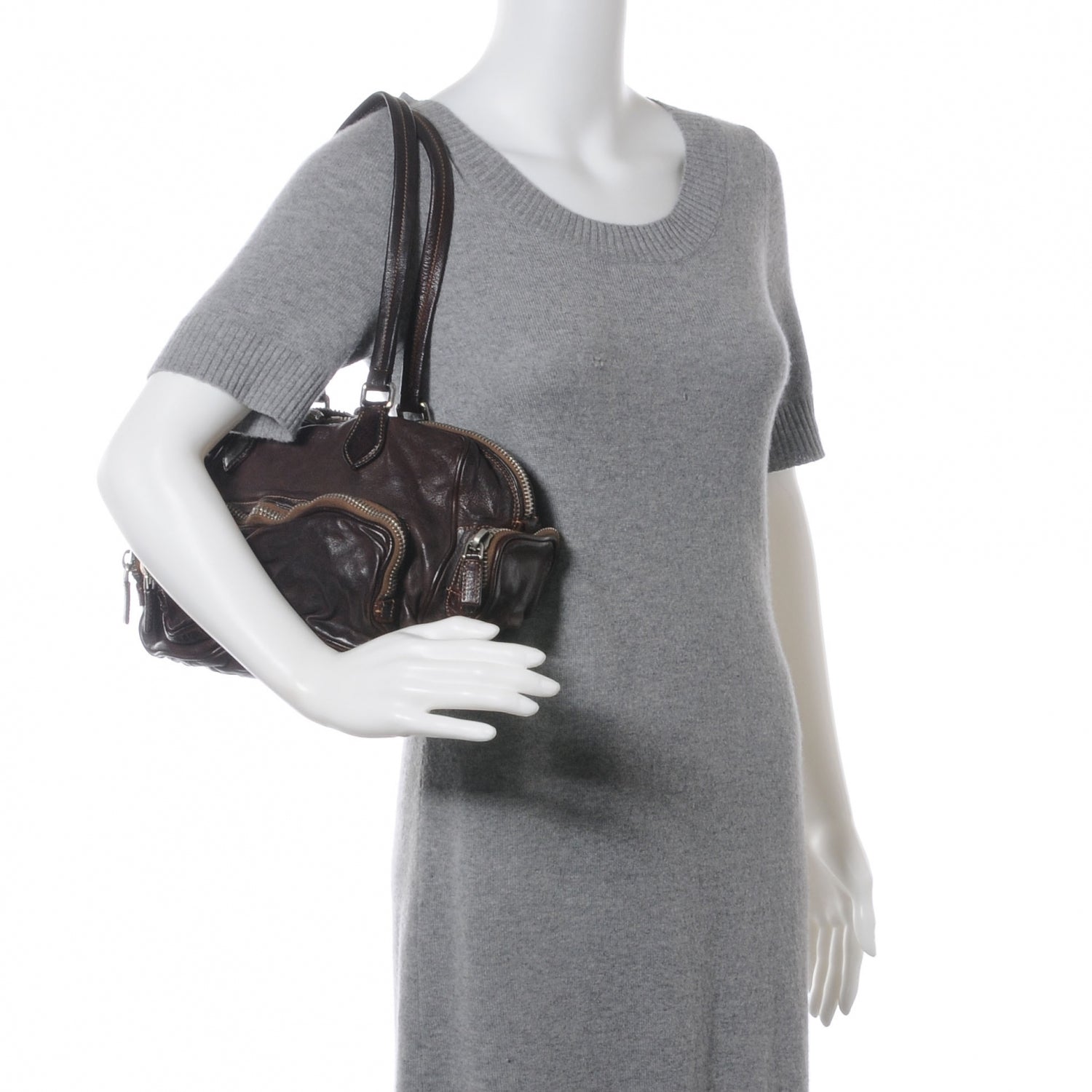 Prada Washed Buffalo Bauletto Moro 2 of 8