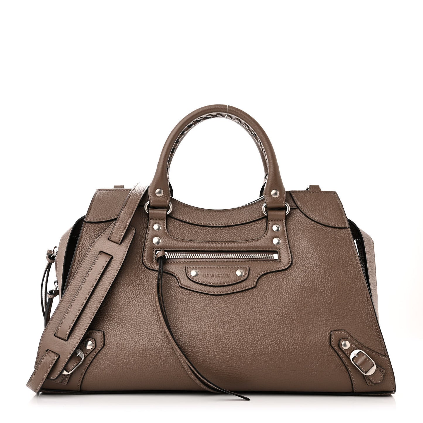 Grained Calfskin Silver Hardware Neo Classic City Mink Grey