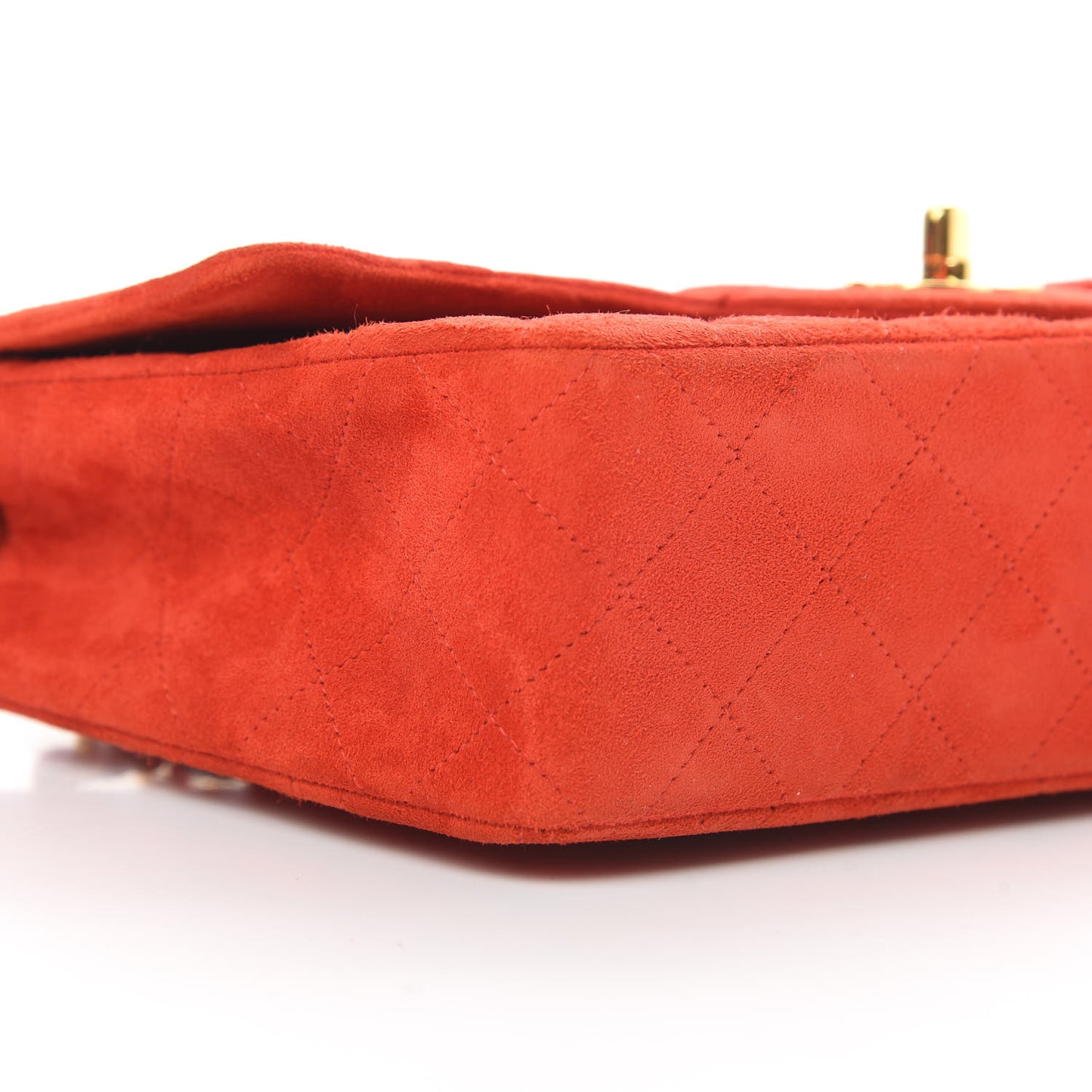Suede Quilted Medium Single Flap Red