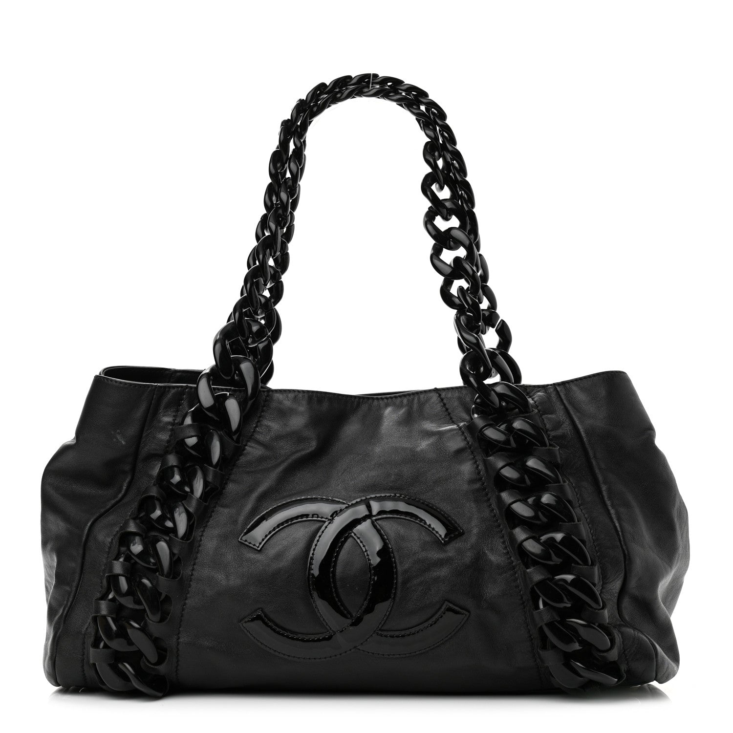 Chanel Calfskin Modern Chain Rhodoid East West Tote Black 1 of 13