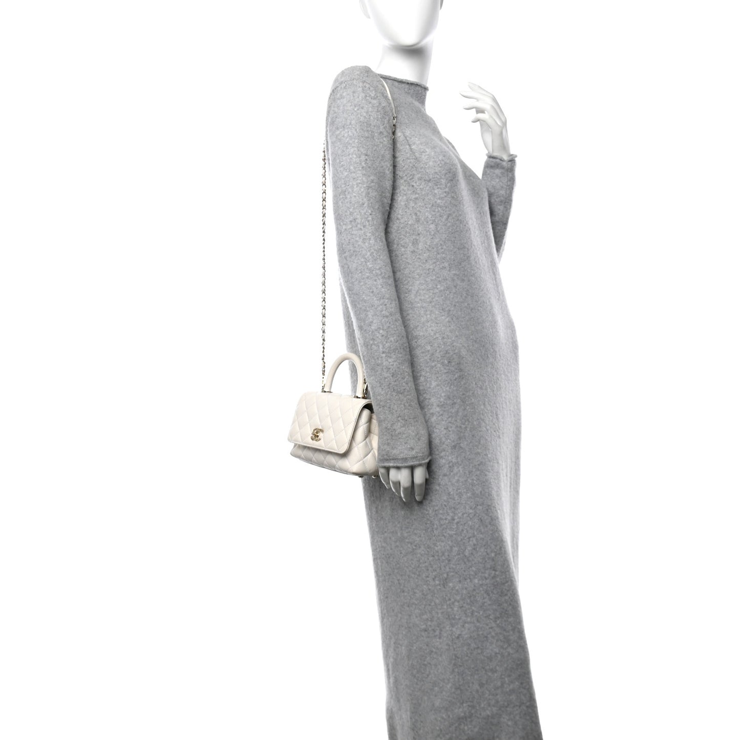 Caviar Quilted Extra Mini Coco Handle Flap White
