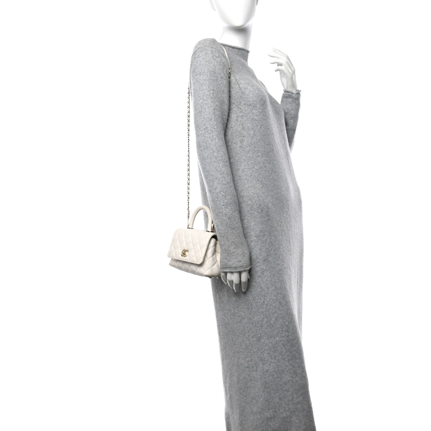 Chanel Caviar Quilted Extra Mini Coco Handle Flap White 2 of 14