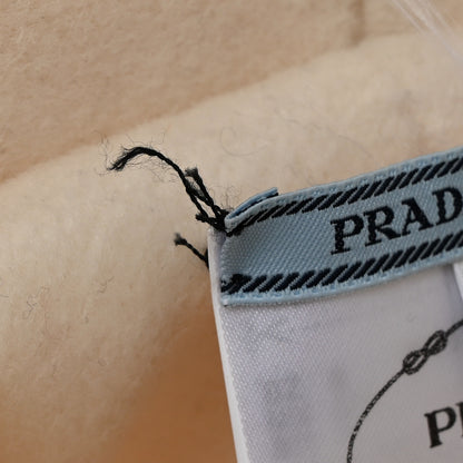 Prada Cashmere Metal Triangle Logo Womens Bucket Hat S Naturale 9 of 10