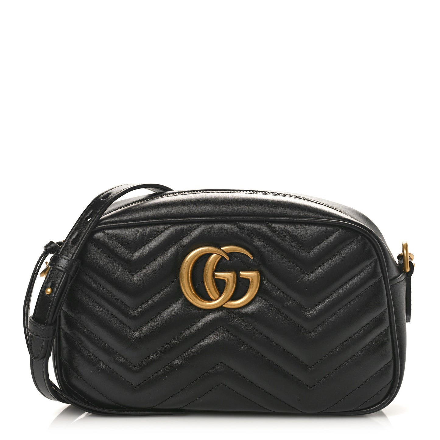 Calfskin Matelasse Small GG Marmont Chain Shoulder Bag Black