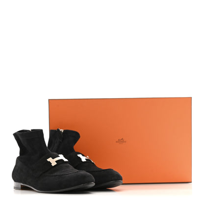 Hermes Stretch Velvet Goatskin Saint Honore Ankle Boots 37 Black 38 Black 9 of 9