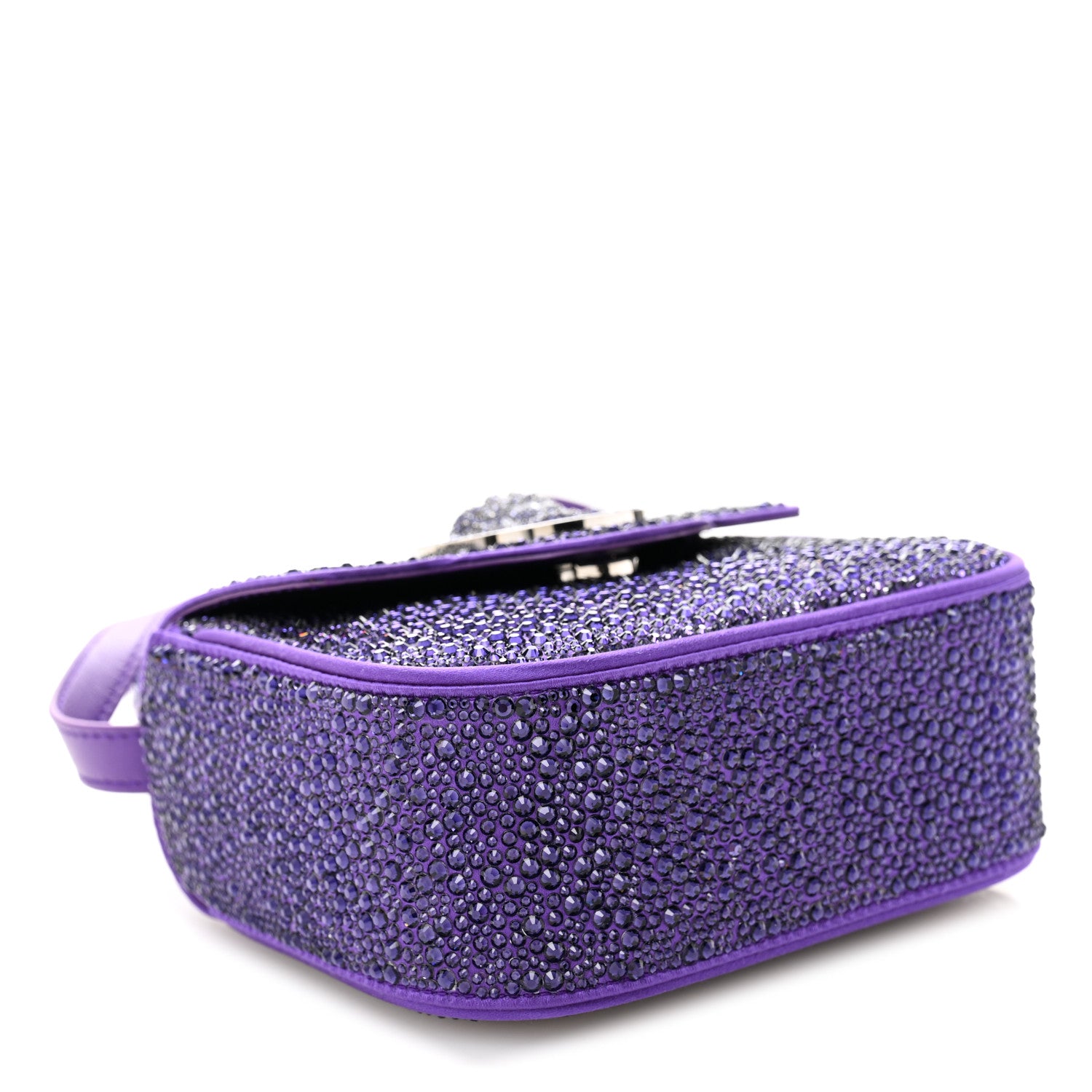 Versace Satin Crystal Studded Mini La Medusa Bag Purple 4 of 11