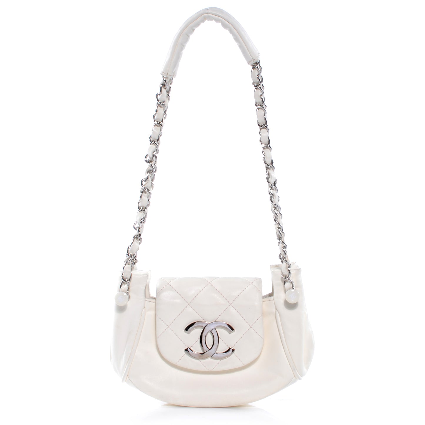 Lambskin Quilted Mini CC Shoulder Bag Ivory