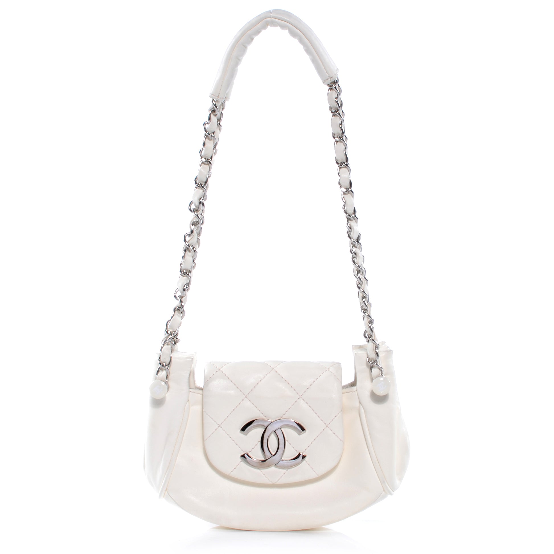 Chanel Lambskin Quilted Mini CC Shoulder Bag Ivory 1 of 9