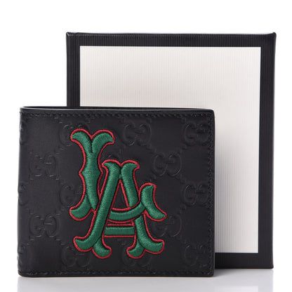 Gucci X MLB Guccissima LA Dodgers Embroidered Bi-Fold Wallet Black Green 9 of 9