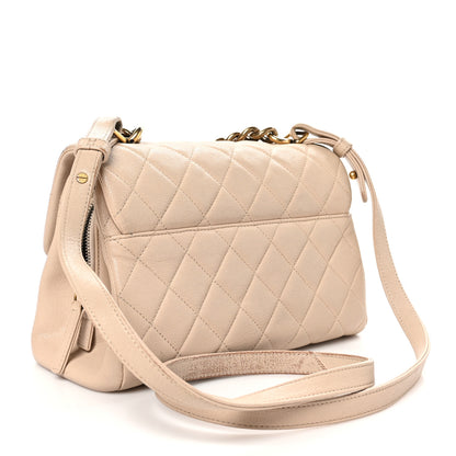 Chanel Shiny Sheepskin Quilted Small Trapezio Flap Beige 3 of 13