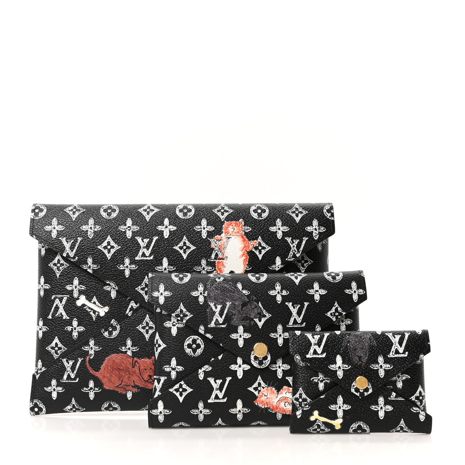 Louis Vuitton Catogram Kirigami Pochette Set Black 3 of 12