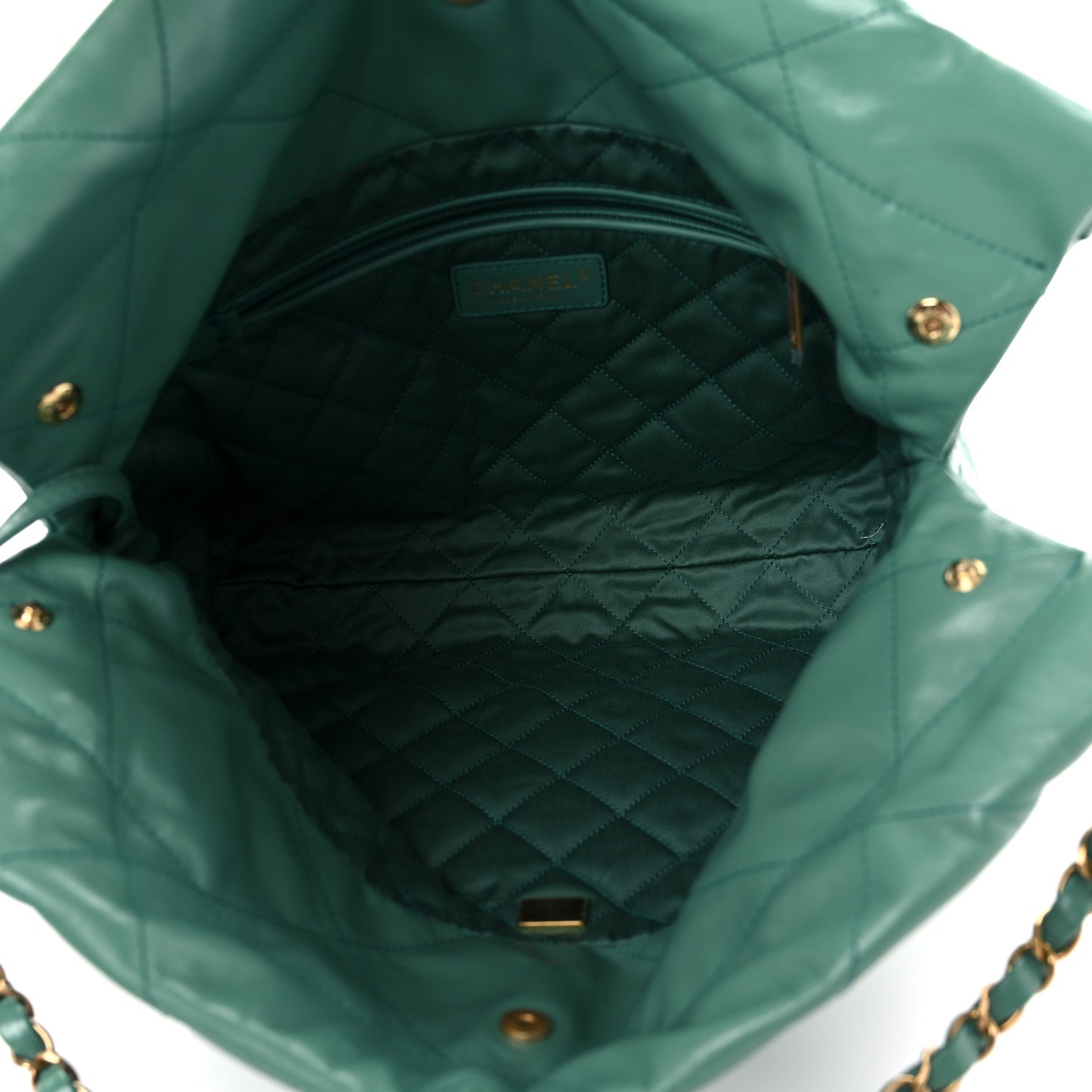 Shiny Calfskin Quilted Small Chanel 22 Green