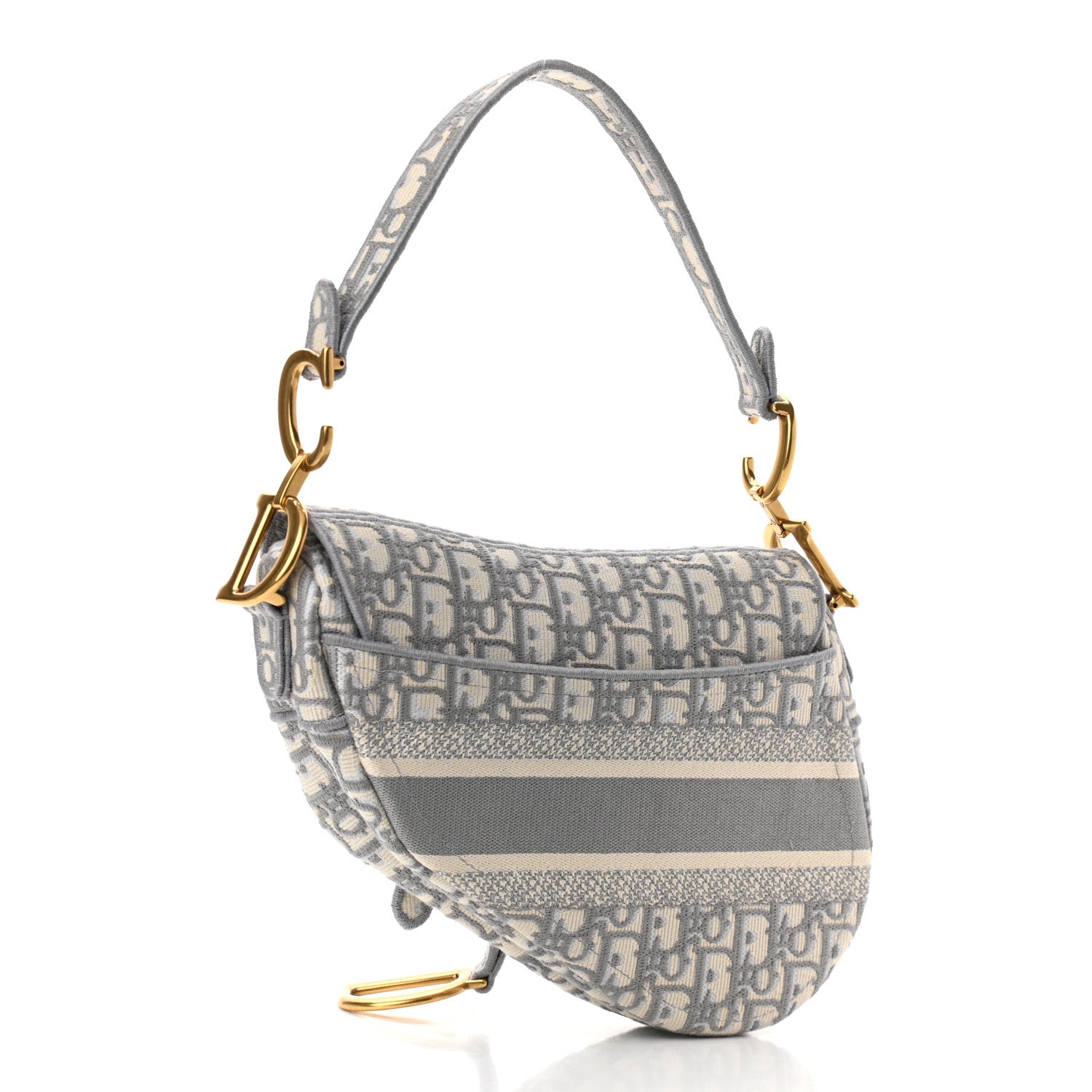 Christian Dior Oblique Embroidered Saddle Bag Gray 3 of 13