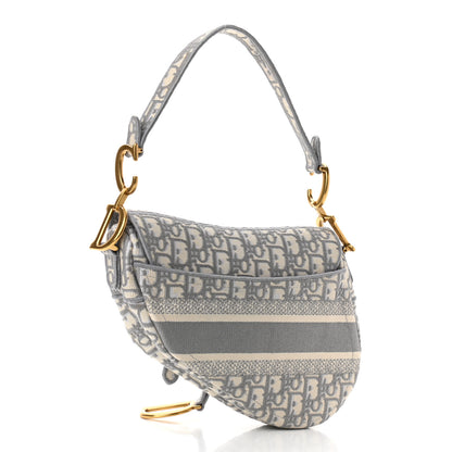 Christian Dior Oblique Embroidered Saddle Bag Gray 3 of 13