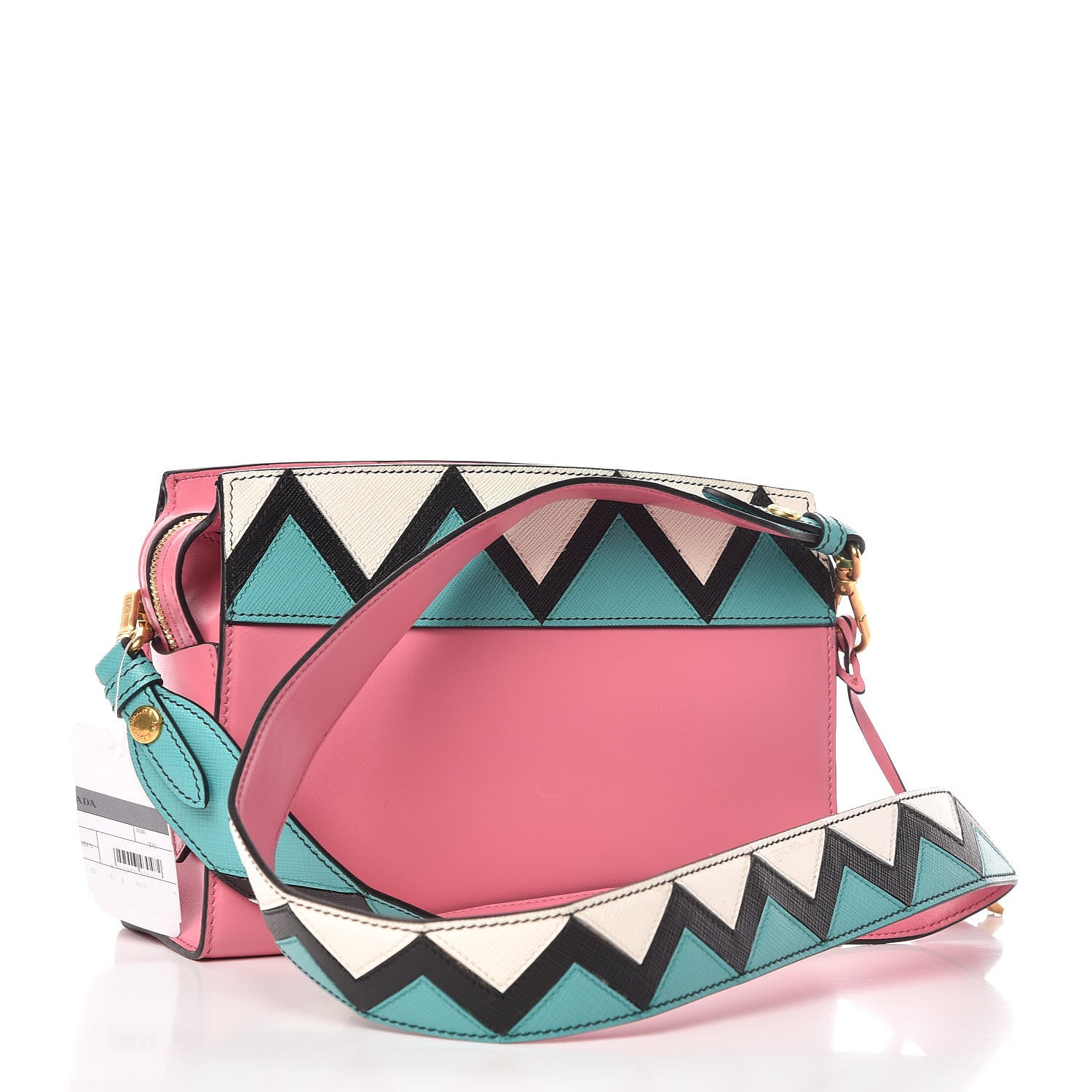 Prada City Calf Saffiano Esplanade Crossbody Bag Begonia Giada 3 of 13