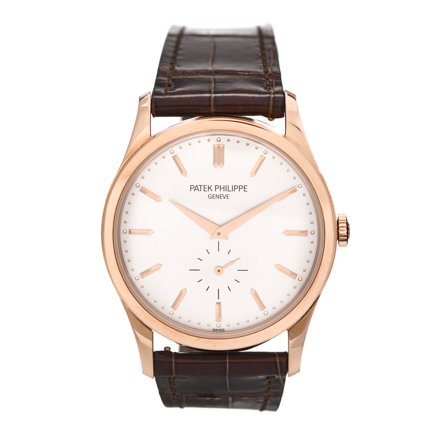 18K Rose Gold Alligator 37mm Calatrava Automatic Watch 5196R-001