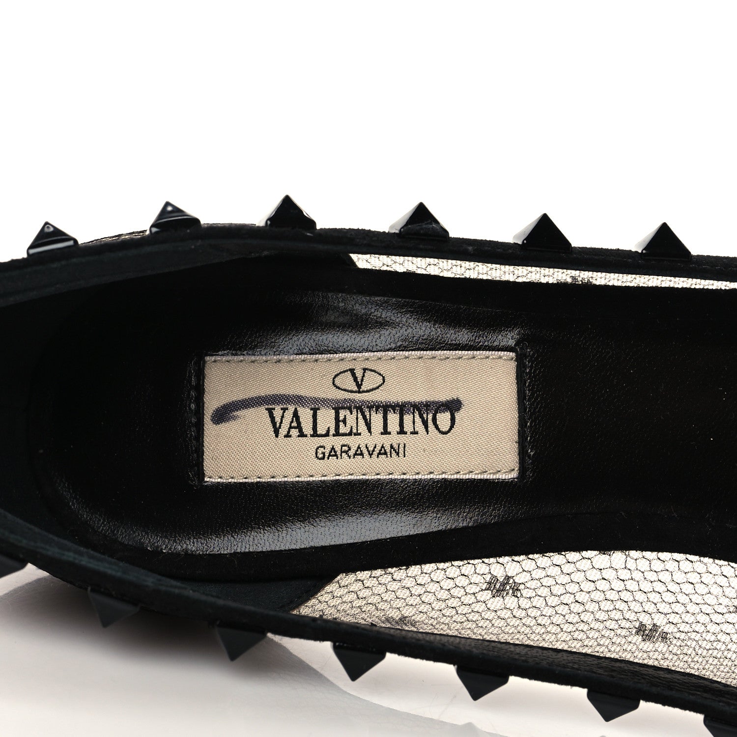 Valentino Garavani Mesh Point d'Esprit Calfskin Rockstud 85mm Pumps 37 Black 8 of 10