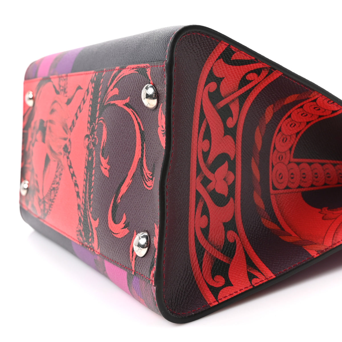 Printed Calfskin Vara Bow Top Handle Tote Multicolor