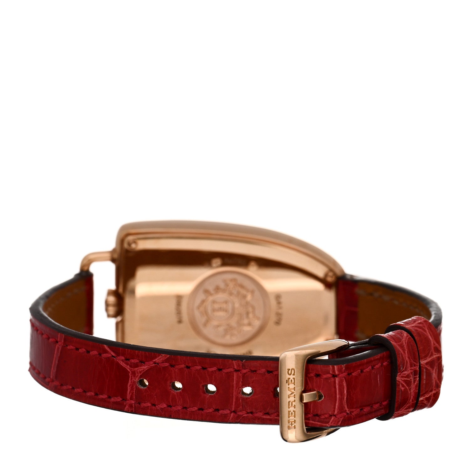 Hermes 18K Yellow Gold Alligator 26mm Galop d'Hermes Quartz Watch Braise 5 of 5