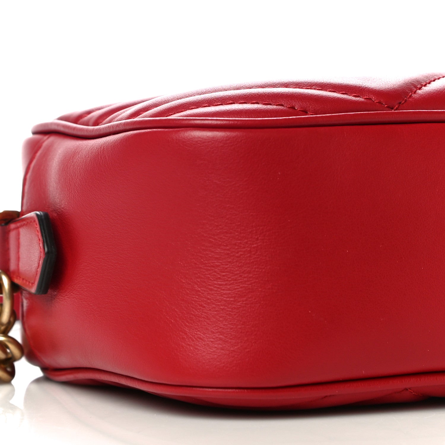 Gucci Calfskin Matelasse Small GG Marmont Chain Shoulder Bag Hibiscus Red 10 of 11