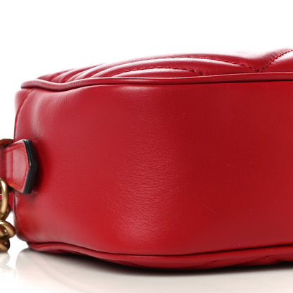 Gucci Calfskin Matelasse Small GG Marmont Chain Shoulder Bag Hibiscus Red 10 of 11