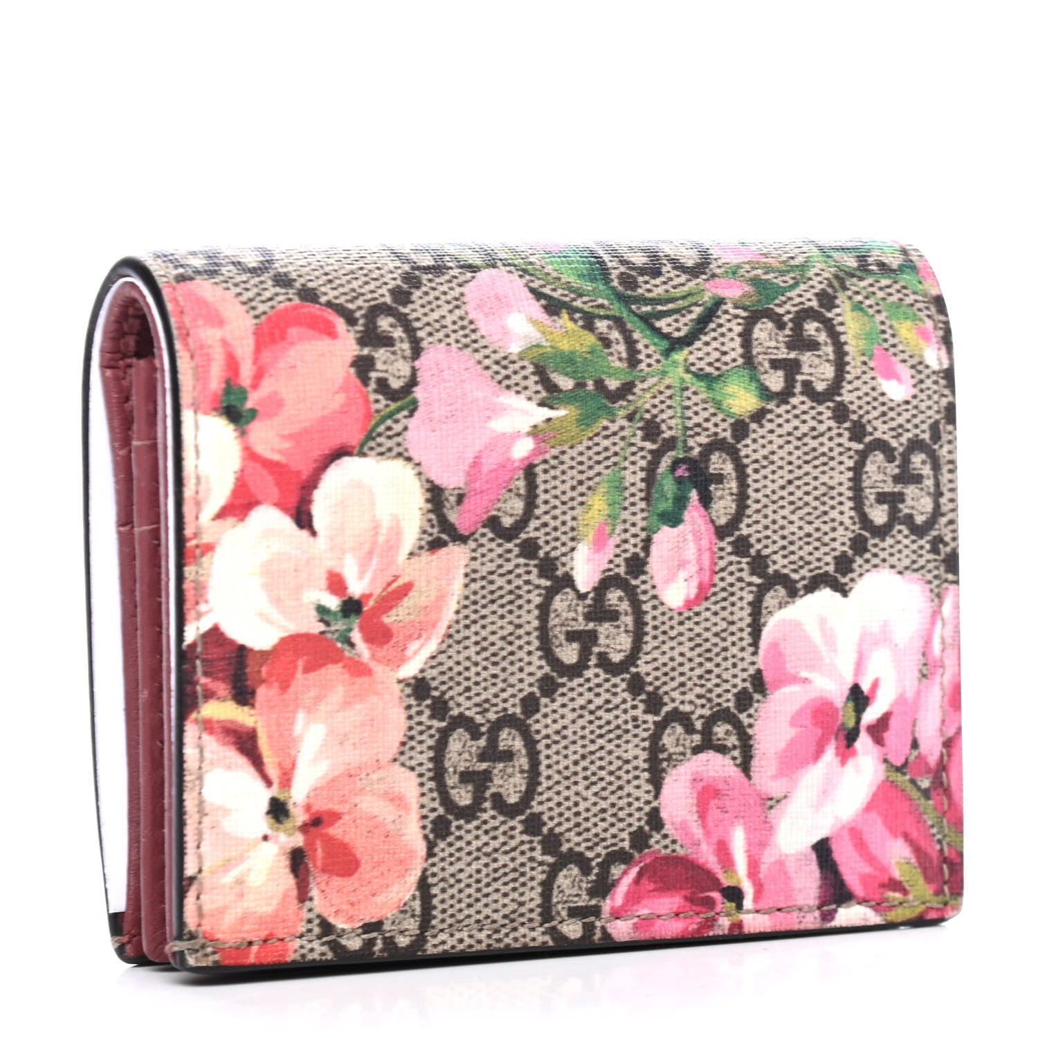 Gucci GG Supreme Monogram Blooms Card Case Beige Multicolor Dry Rose 2 of 5