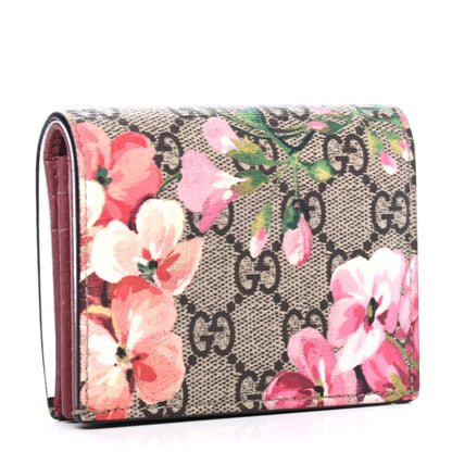 Gucci GG Supreme Monogram Blooms Card Case Beige Multicolor Dry Rose 2 of 5
