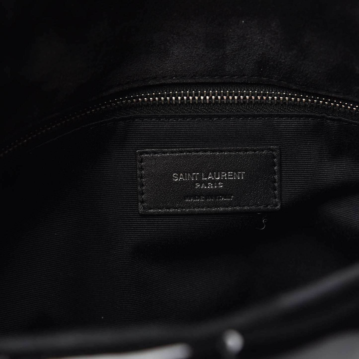 Patent Lambskin Quilted Medium Loulou Puffer Monogram Chain Satchel Black