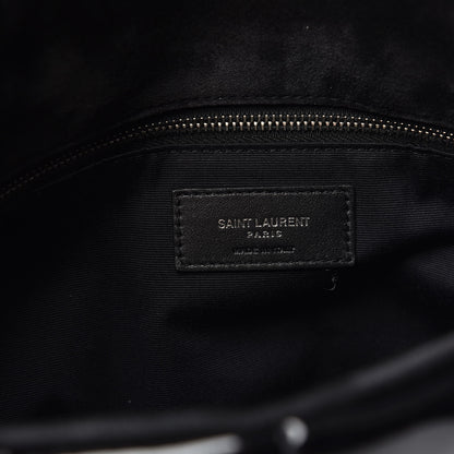 Saint Laurent Patent Lambskin Quilted Medium Loulou Puffer Monogram Chain Satchel Black 8 of 11