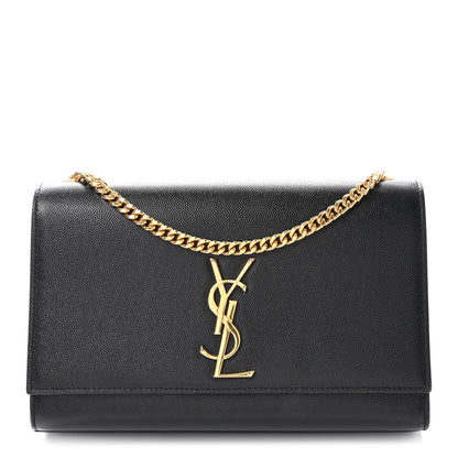 Saint Laurent Grain De Poudre Medium Classic Monogram Kate Satchel Black 1 of 9