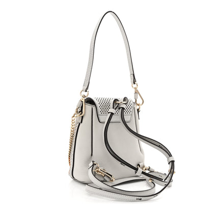 Chloe Calfskin Suede Paisley Patchwork Perforated Mini Faye Backpack Airy Grey 3 of 13