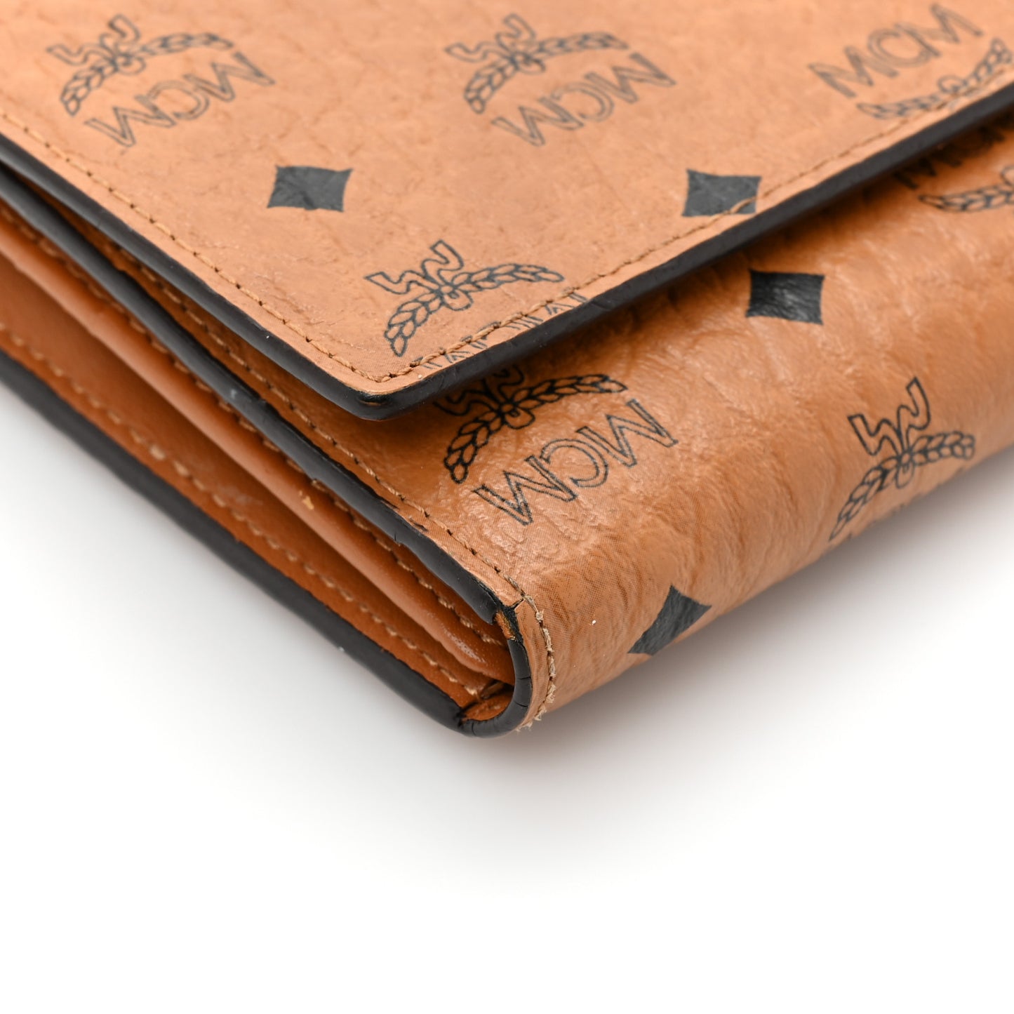 Visetos Large Trifold Flap Wallet Cognac