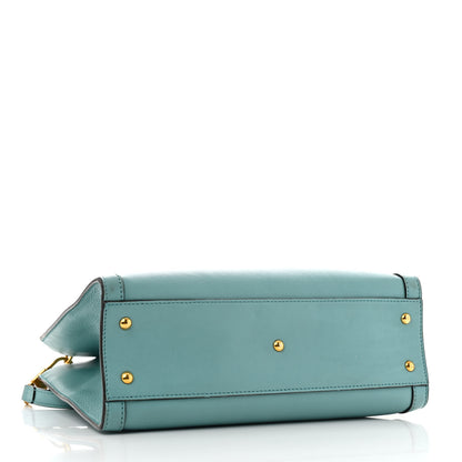 Gucci Wonka Grain Calfskin Small Diana Tote Bag Dusty Azure Orange Fluo 4 of 14