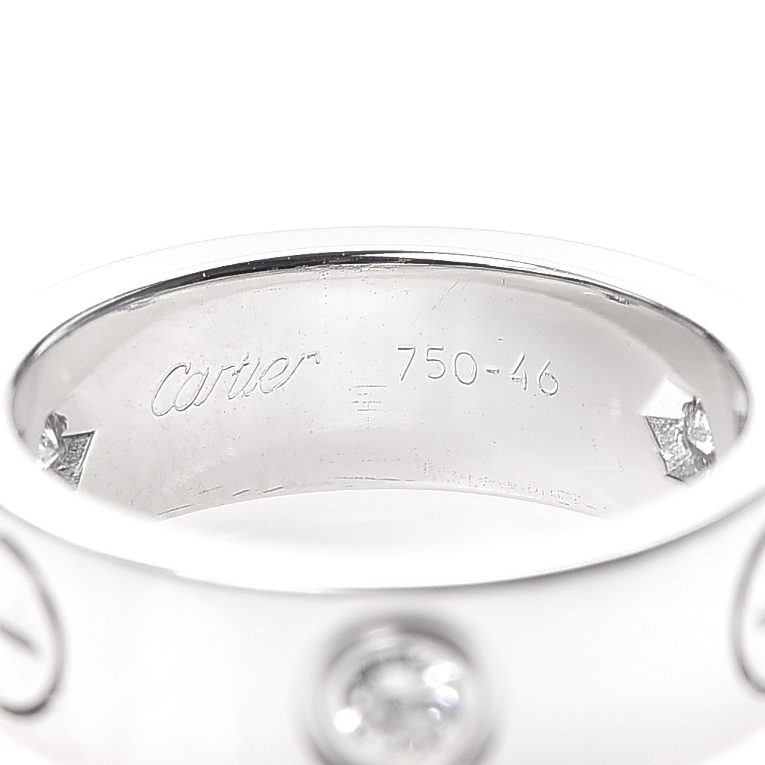 Cartier 18K White Gold 3 Diamond 5.5mm LOVE Ring 46 3.75 4 of 6