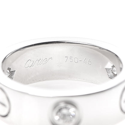 Cartier 18K White Gold 3 Diamond 5.5mm LOVE Ring 46 3.75 4 of 6