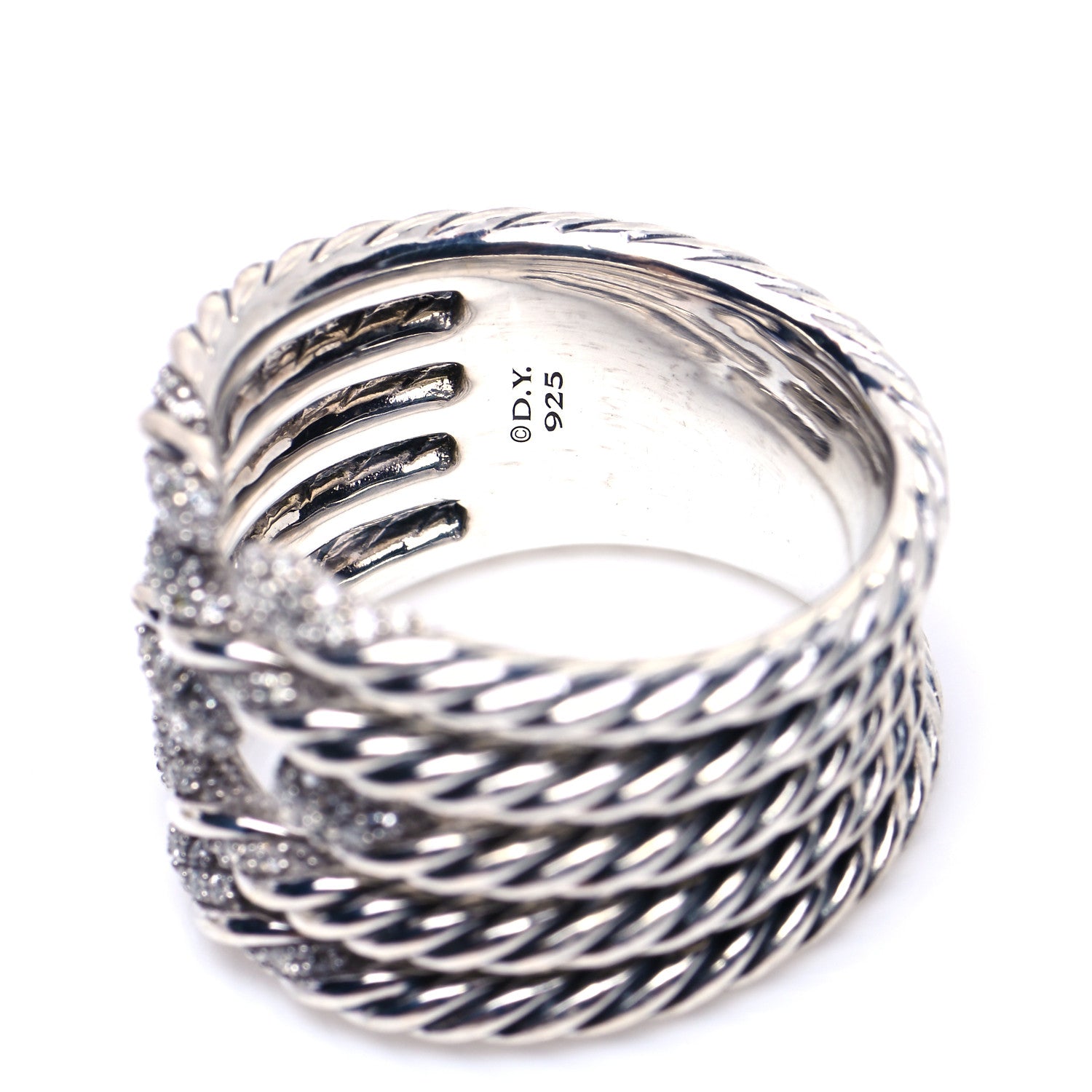 David Yurman Sterling Silver Diamond Willow Five Row Ring 57 8 5 of 5