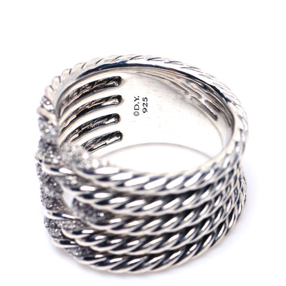 David Yurman Sterling Silver Diamond Willow Five Row Ring 57 8 5 of 5