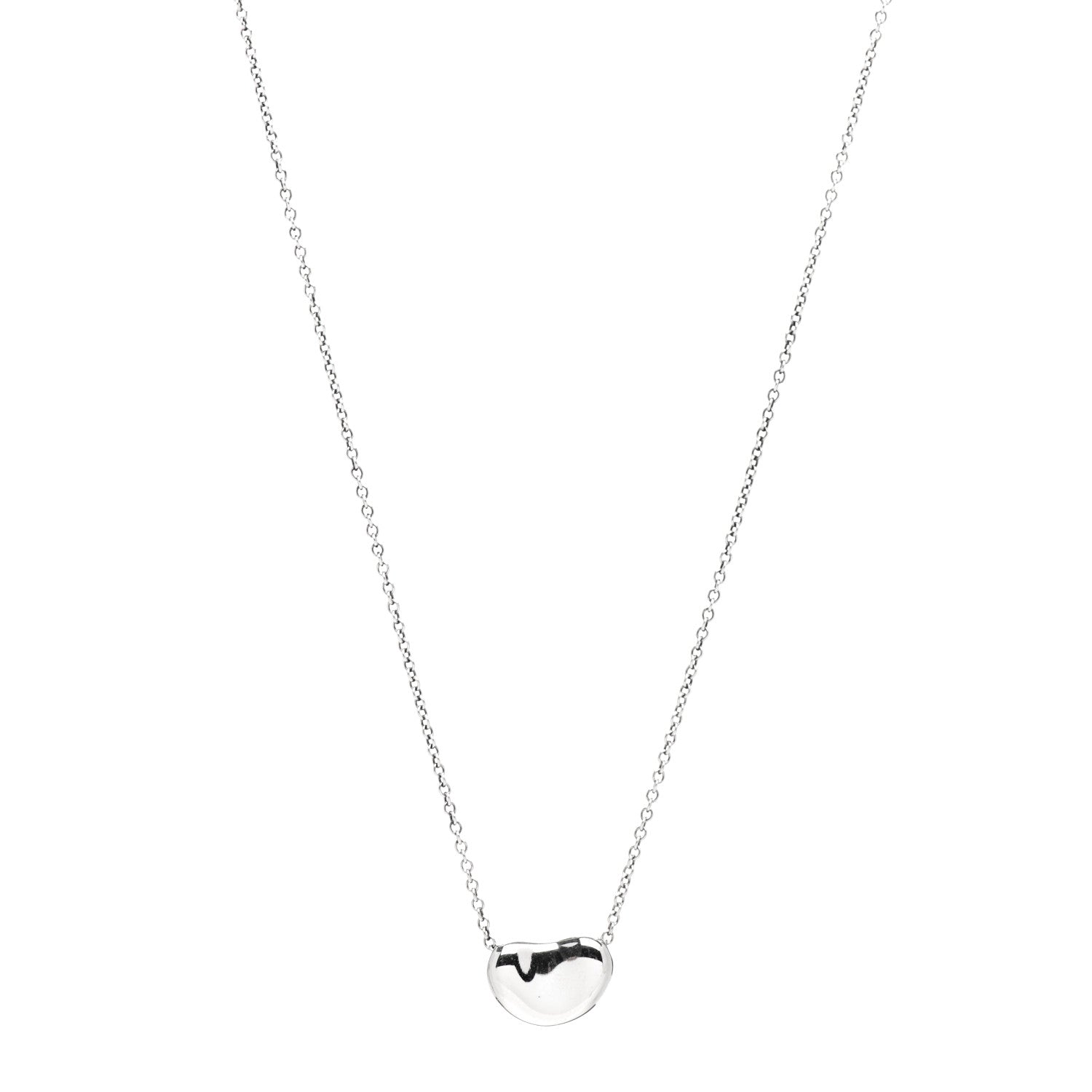 Tiffany Sterling Silver 9mm Elsa Peretti Bean Pendant Necklace 1 of 4