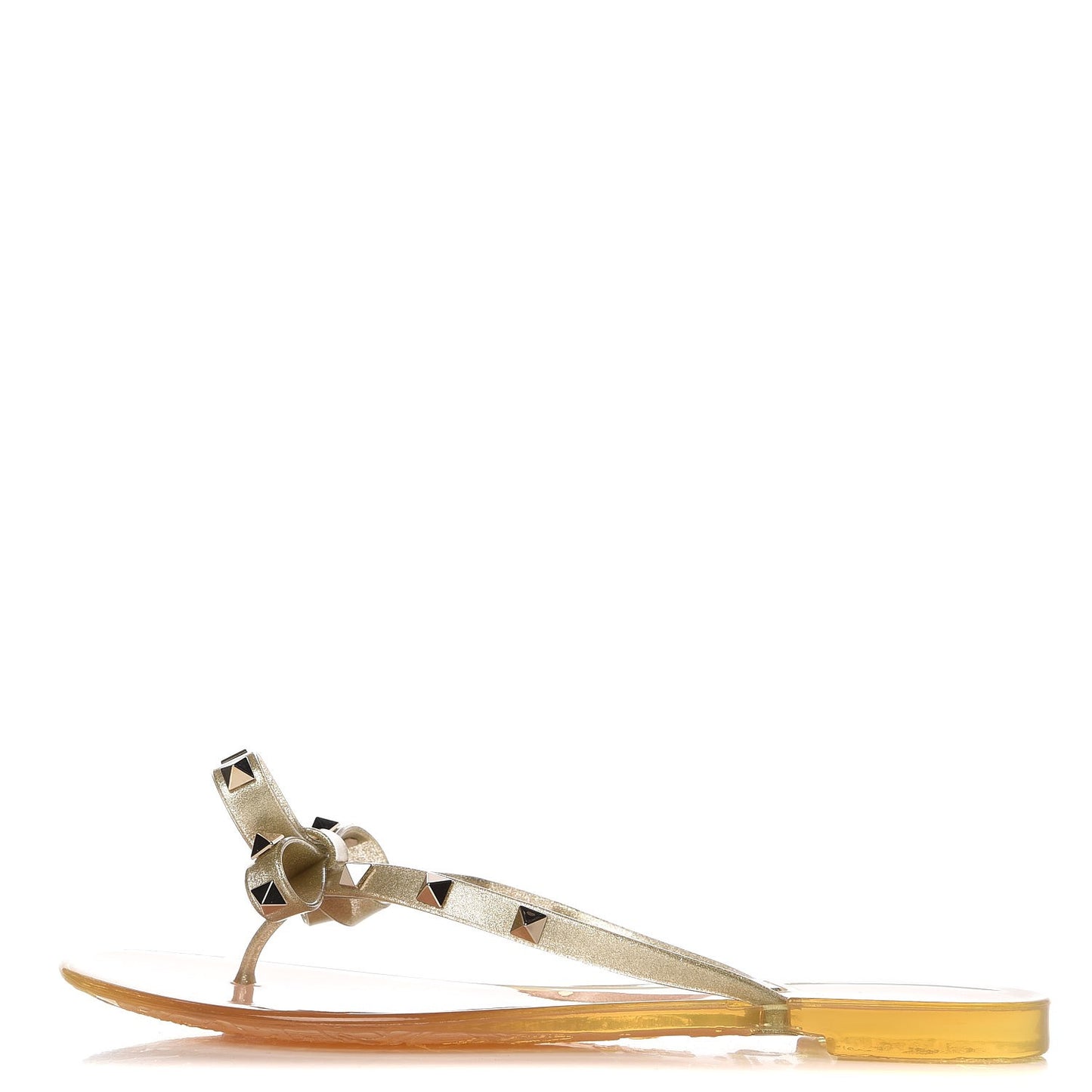 PVC Jelly Glitter Rockstud Bow Thong Sandals 40 Oro