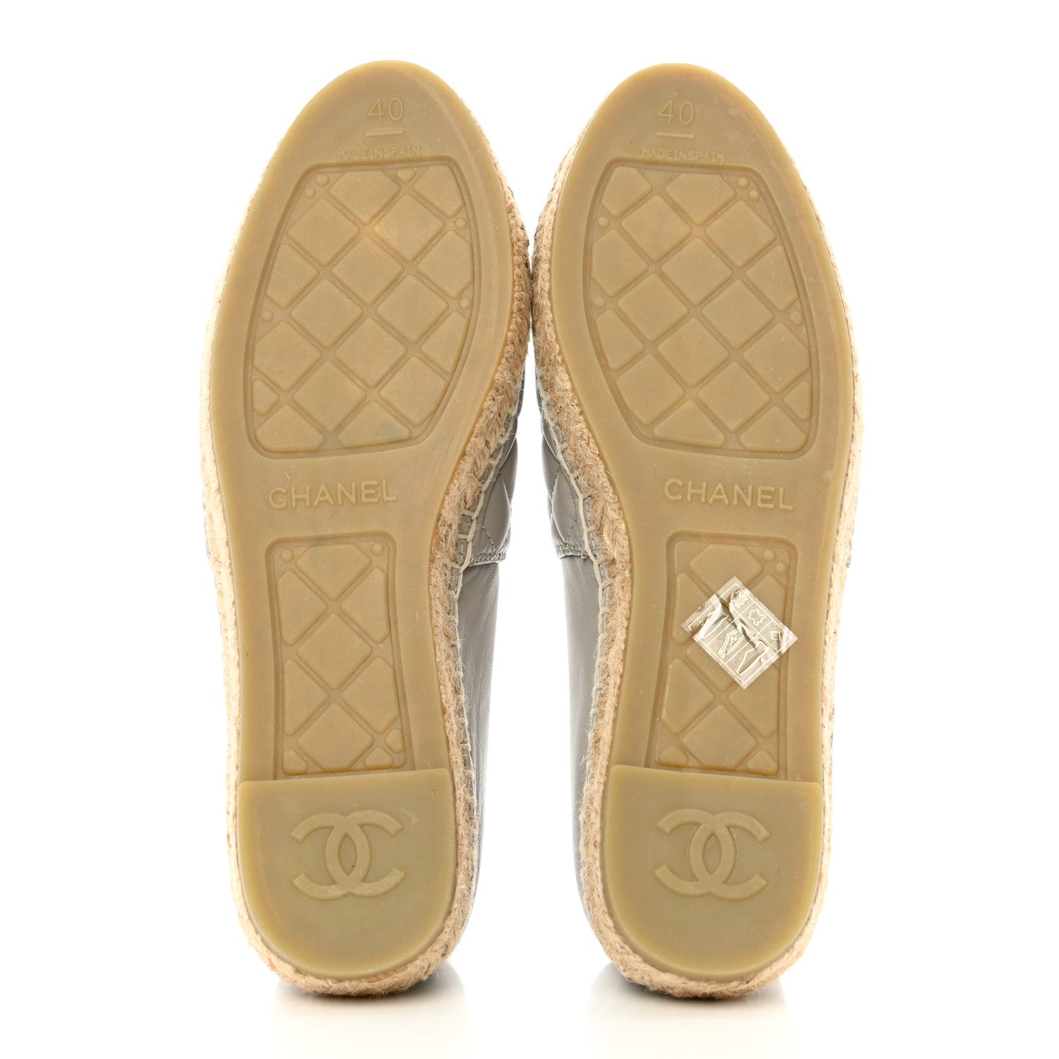 Chanel Lambskin Quilted CC Espadrilles 40 Grey 5 of 9