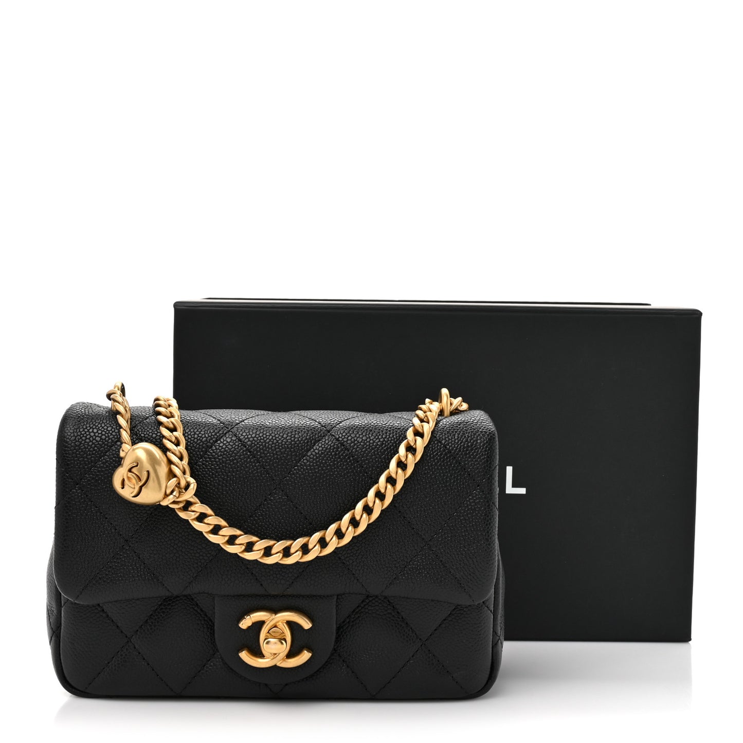 Caviar Quilted Mini Sweetheart Rectangular Flap Black
