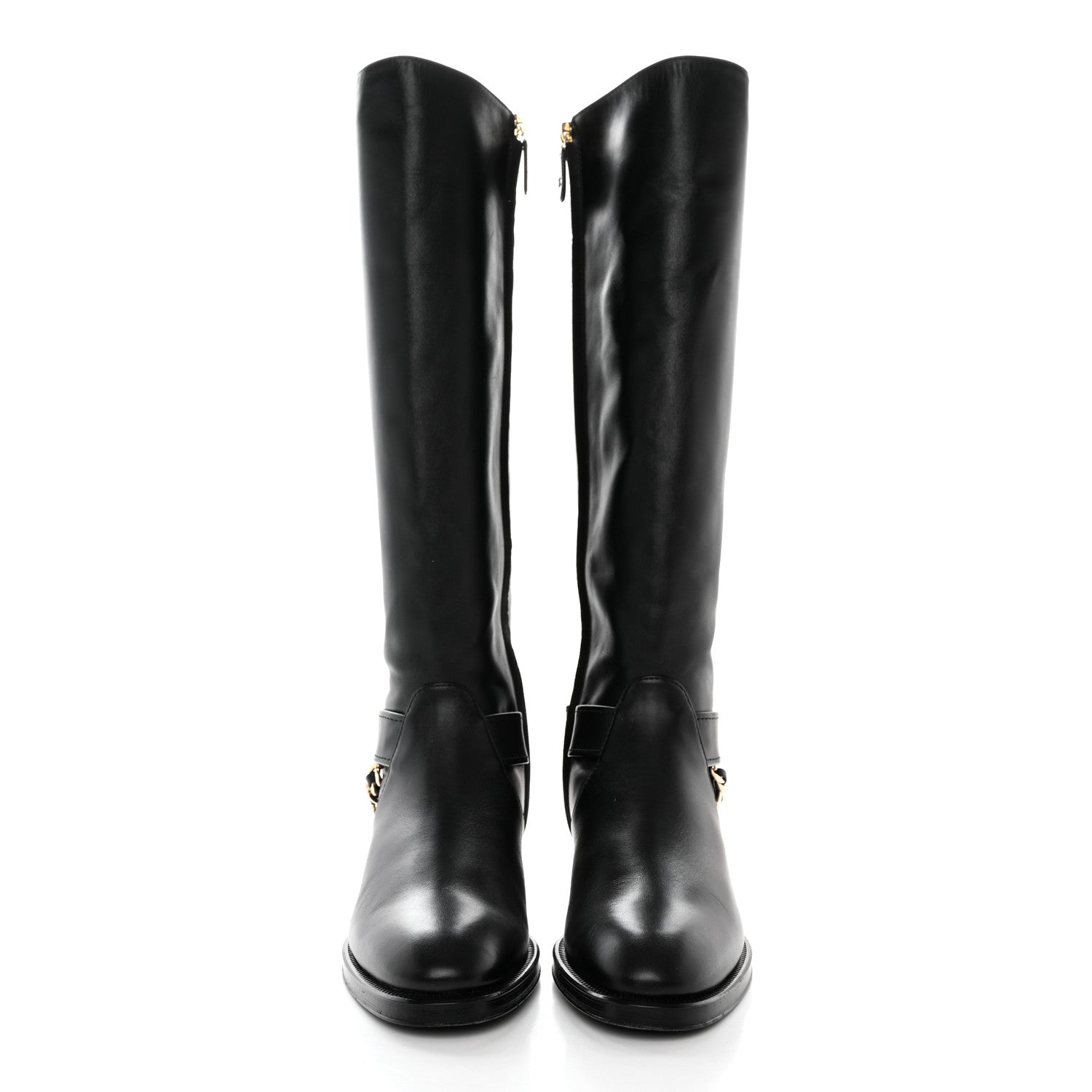 Chanel Calfskin Chain HIgh Boots 37.5 Black 2 of 12