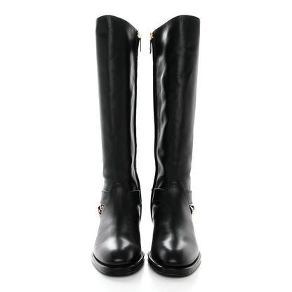 Chanel Calfskin Chain HIgh Boots 37.5 Black 2 of 12
